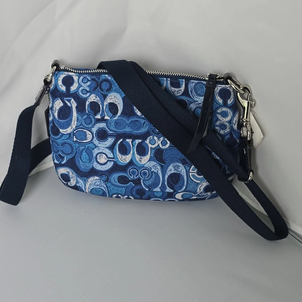 NWT Coach Blue Patterned Crossbody Bag - Picture 7 of 10